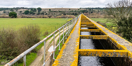 Water flowing in an aqueduct